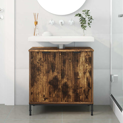 Bathroom Sink Cabinet with Door Smoked Oak 60.5 x 33.5 x 61 cm