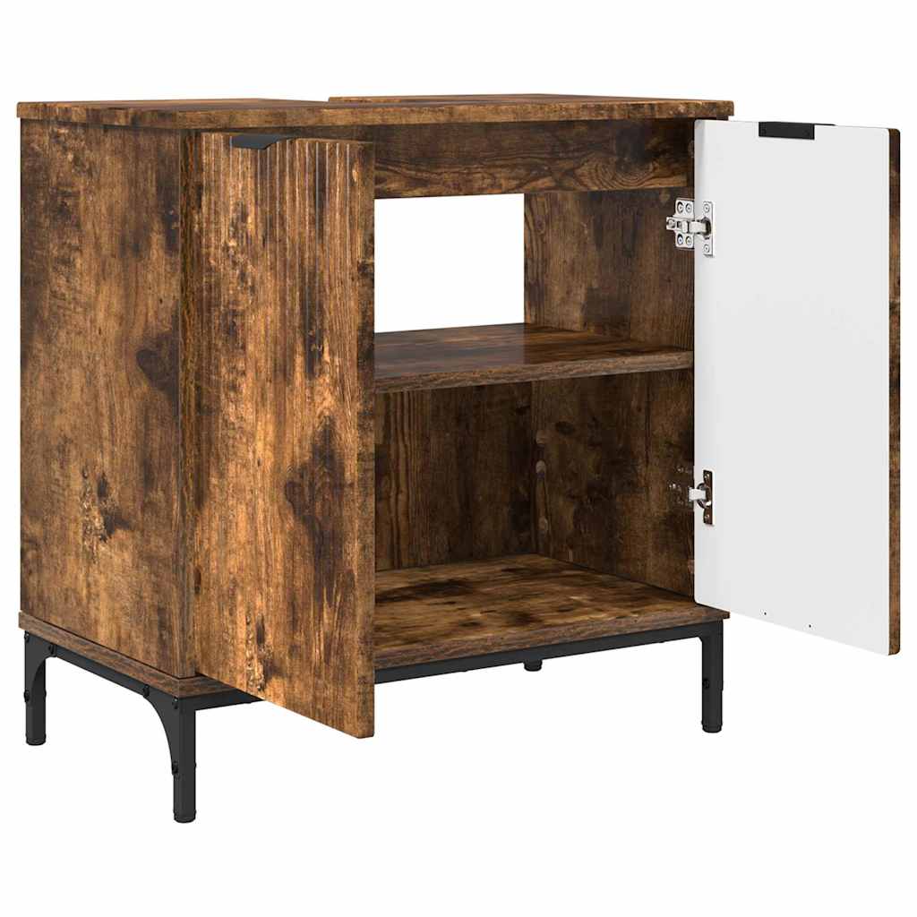 Bathroom Sink Cabinet with Door Smoked Oak 60.5 x 33.5 x 61 cm