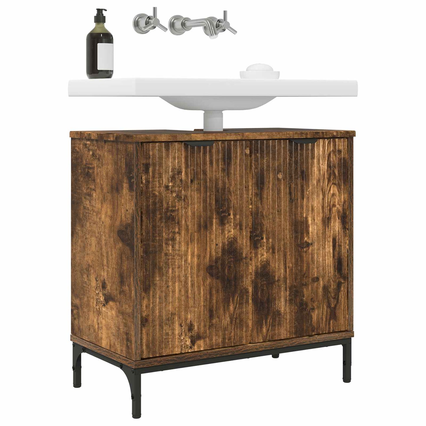 Bathroom Sink Cabinet Smoked Oak 60.5 x 33.5 x 61 cm