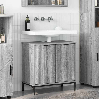 Bathroom Sink Cabinet with Door Grey Sonoma 60.5 x 33.5 x 61 cm