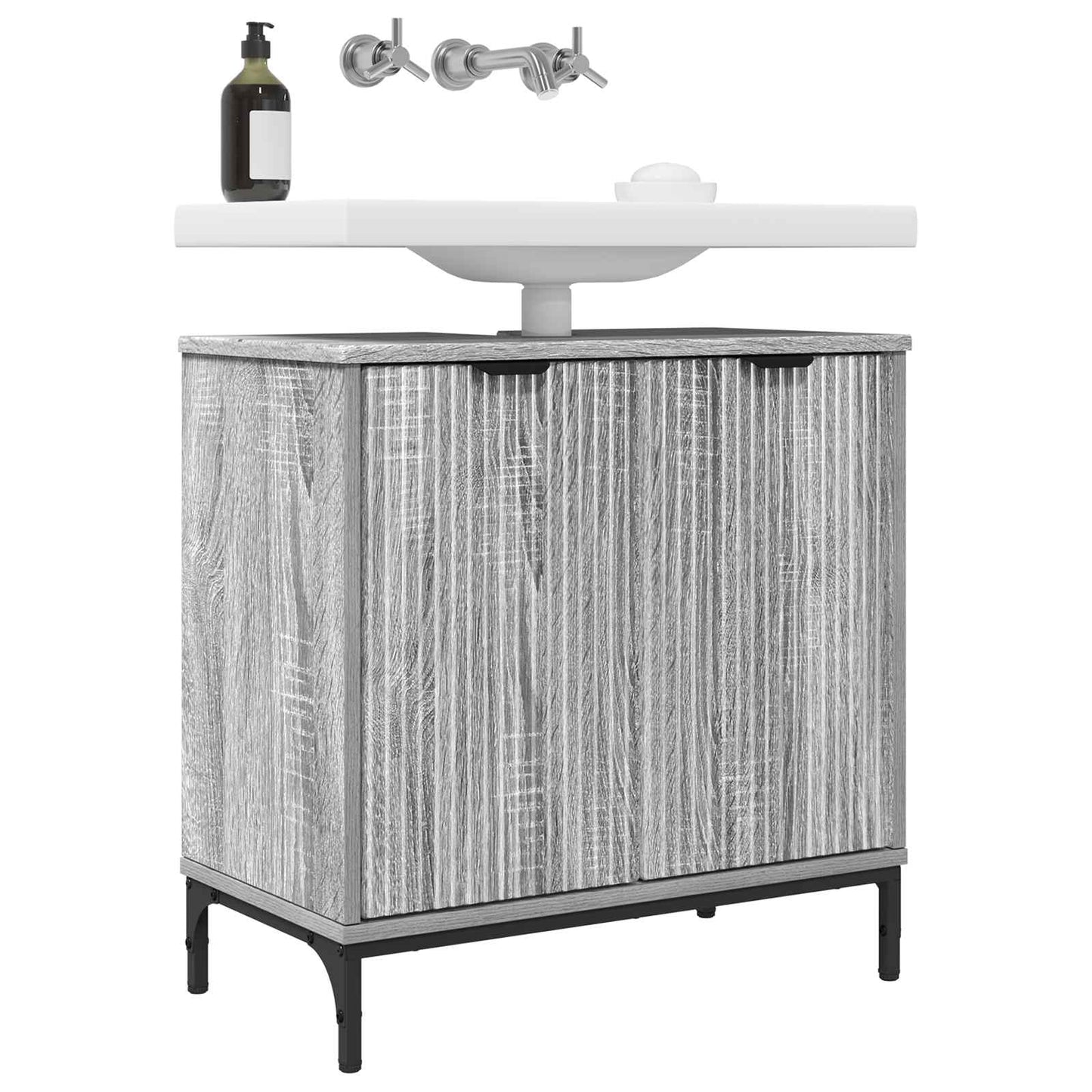 Bathroom Sink Cabinet with Door Grey Sonoma 60.5 x 33.5 x 61 cm