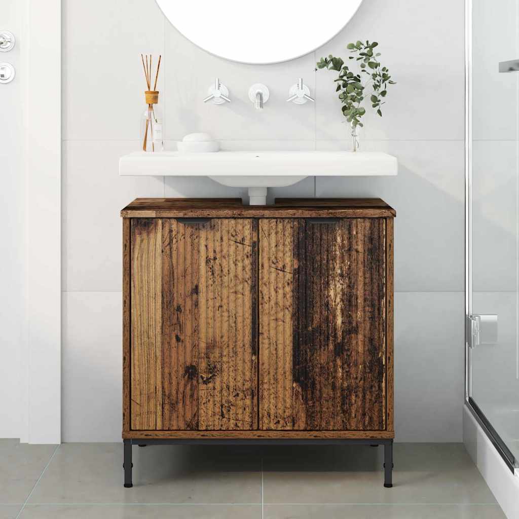 Bathroom Sink Cabinet with Storage Old Wood 60.5 x 33.5 x 61 cm