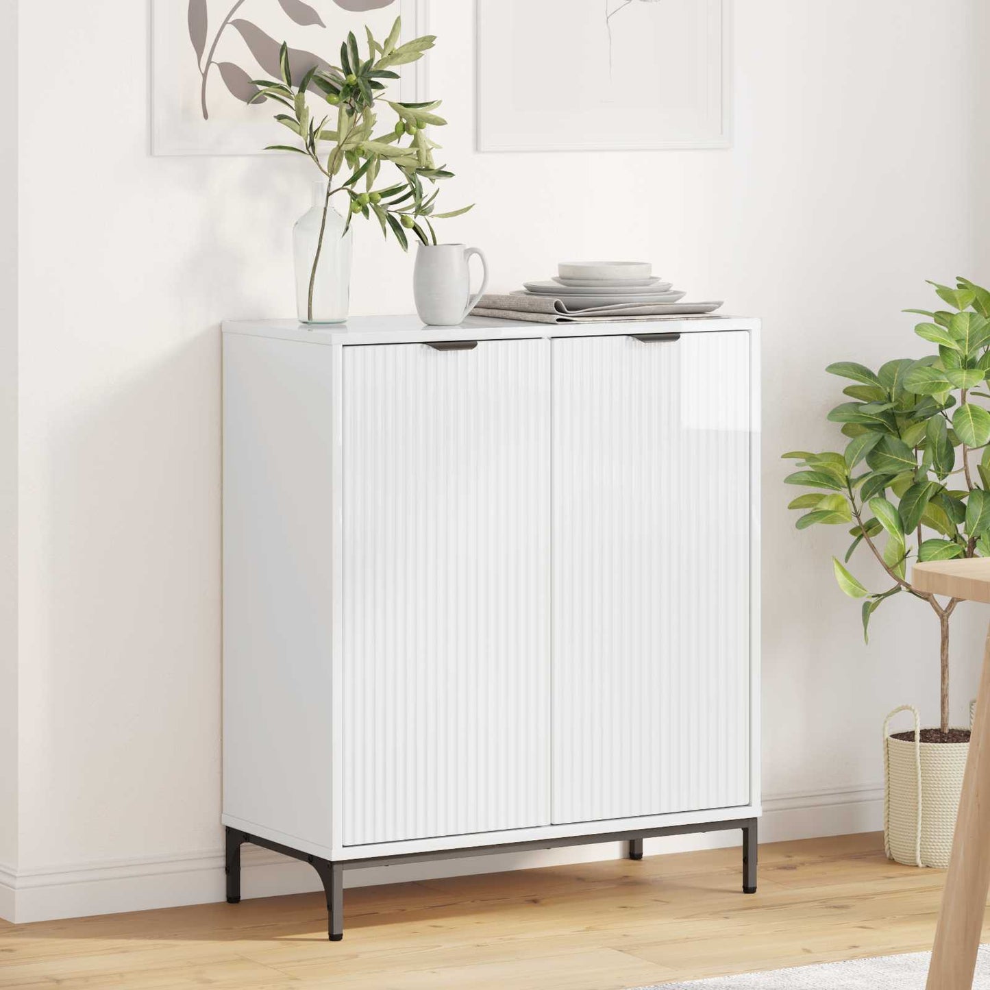 Sideboard High Gloss White 69.5 x 33 x 82 cm Engineered Wood