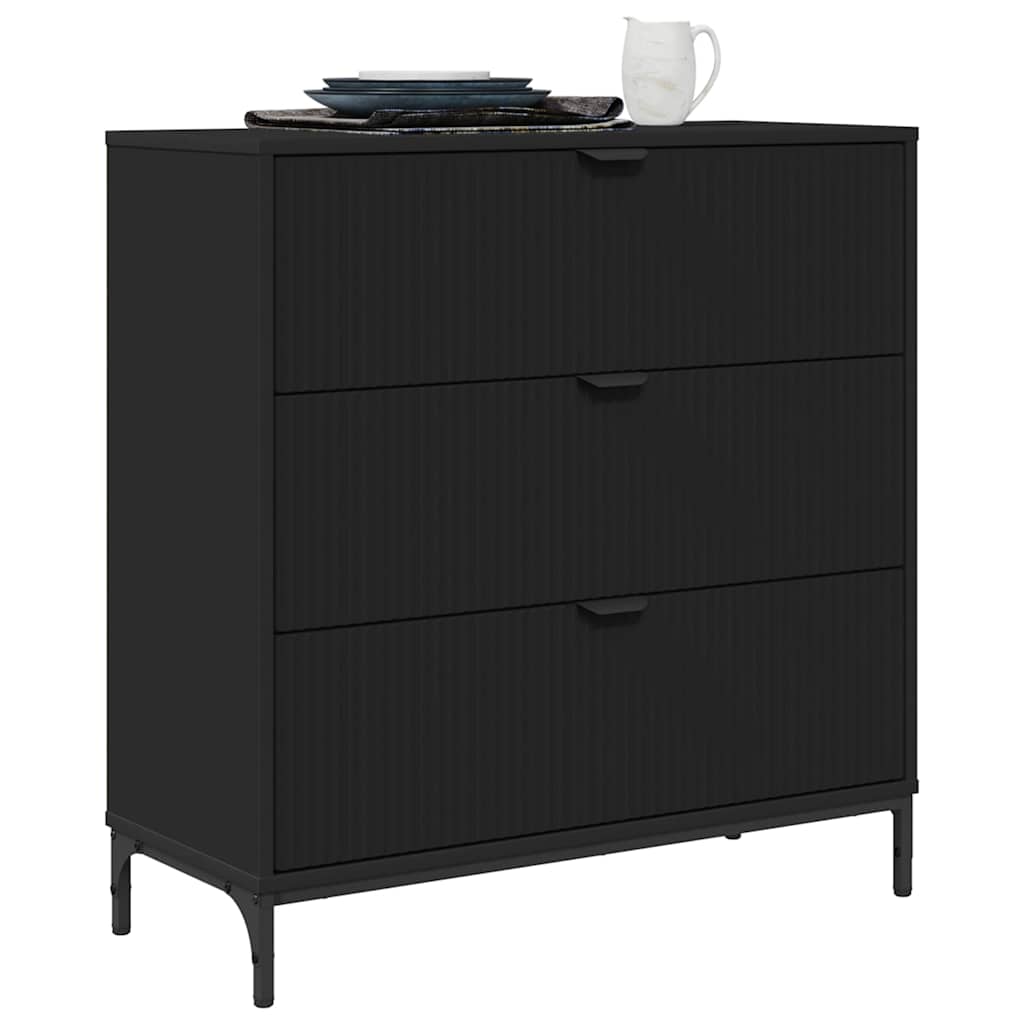 Sideboard with Drawer Black 79.5 x 33 x 82 cm Engineered Wood