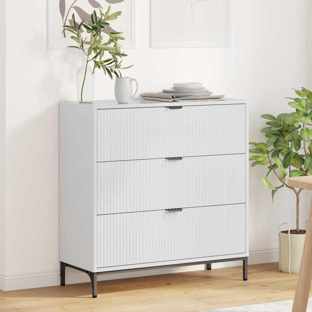Sideboard High Gloss White 79.5 x 33 x 82 cm Engineered Wood