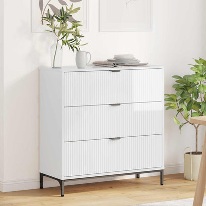 Sideboard High Gloss White 79.5 x 33 x 82 cm Engineered Wood