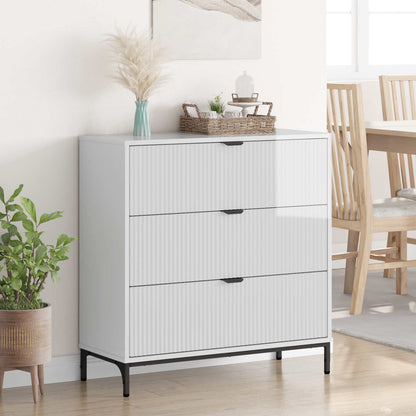 Sideboard High Gloss White 79.5 x 33 x 82 cm Engineered Wood