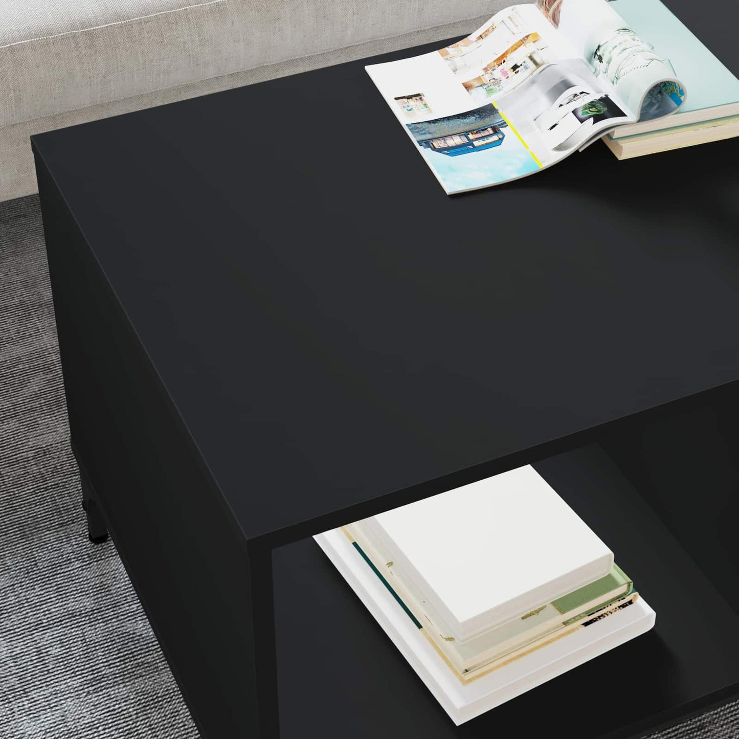 Coffee Table Black Oak 90 x 49 x 46 cm Engineered Wood