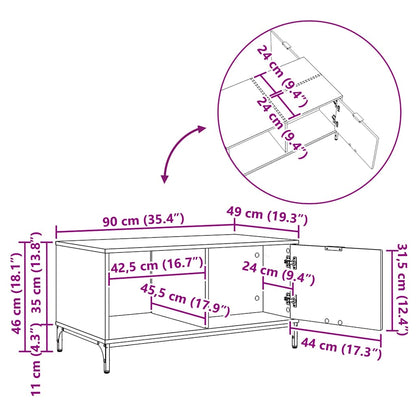 Coffee Table Concrete Grey 90 x 49 x 46 cm Engineered Wood