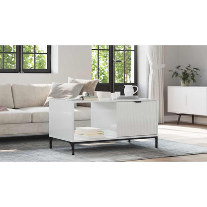 Coffee Table High Gloss White 90 x 49 x 46 cm Engineered Wood