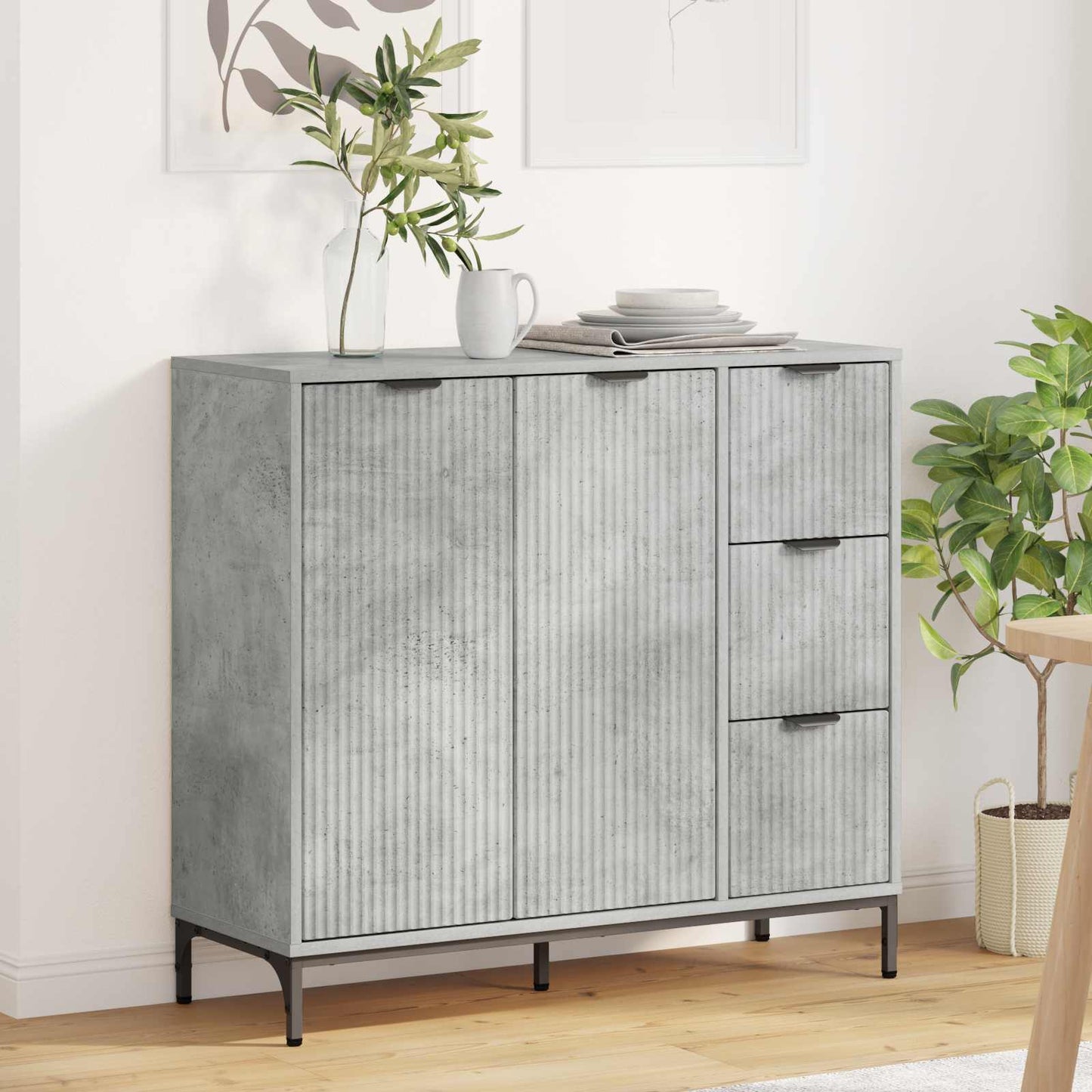Sideboard Concrete Grey 89.5 x 33 x 82 cm Engineered Wood
