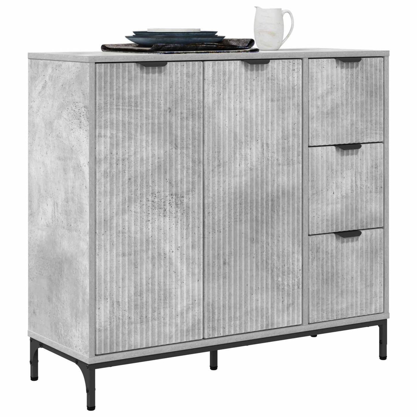 Sideboard Concrete Grey 89.5 x 33 x 82 cm Engineered Wood