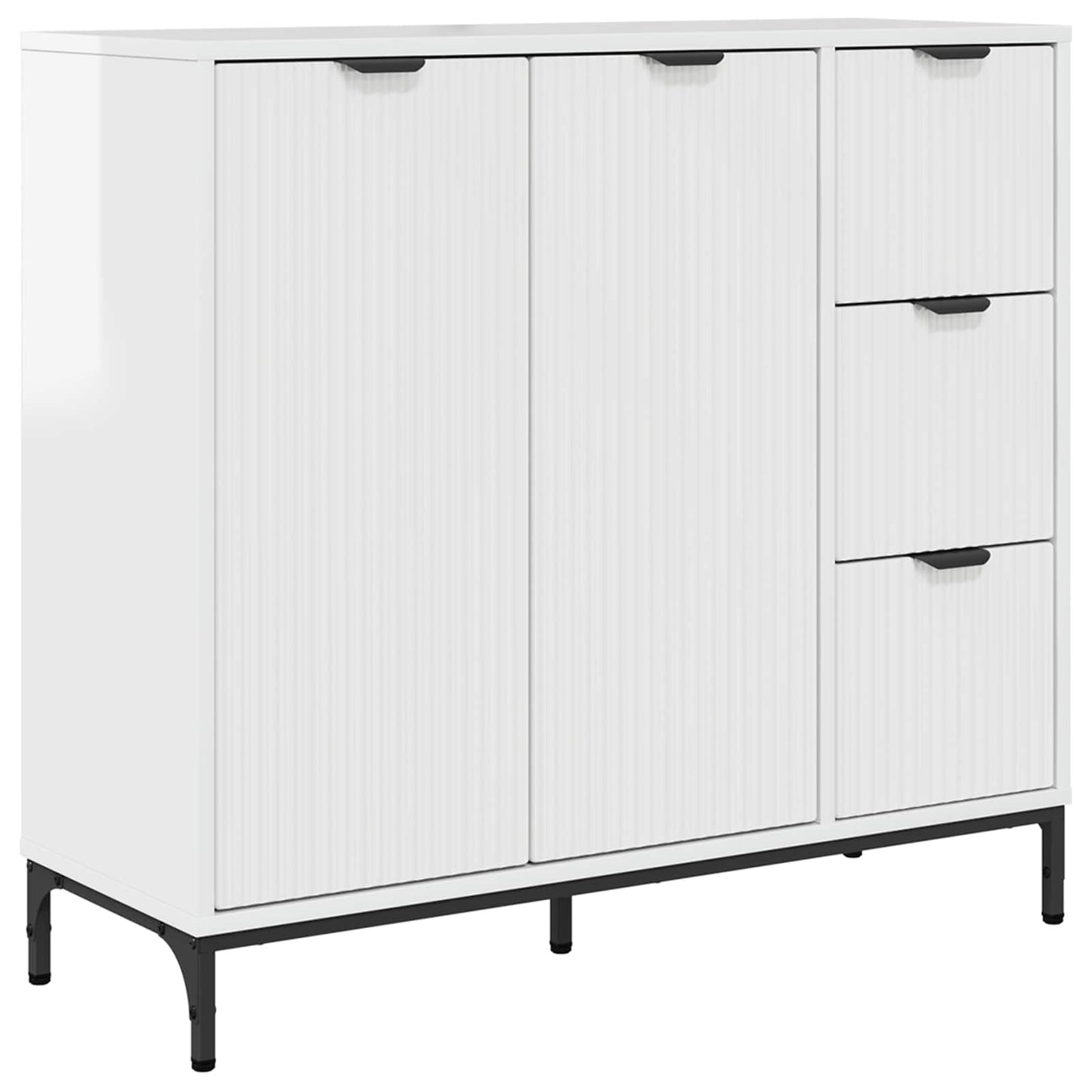 Sideboard High Gloss White 89.5 x 33 x 82 cm Engineered Wood