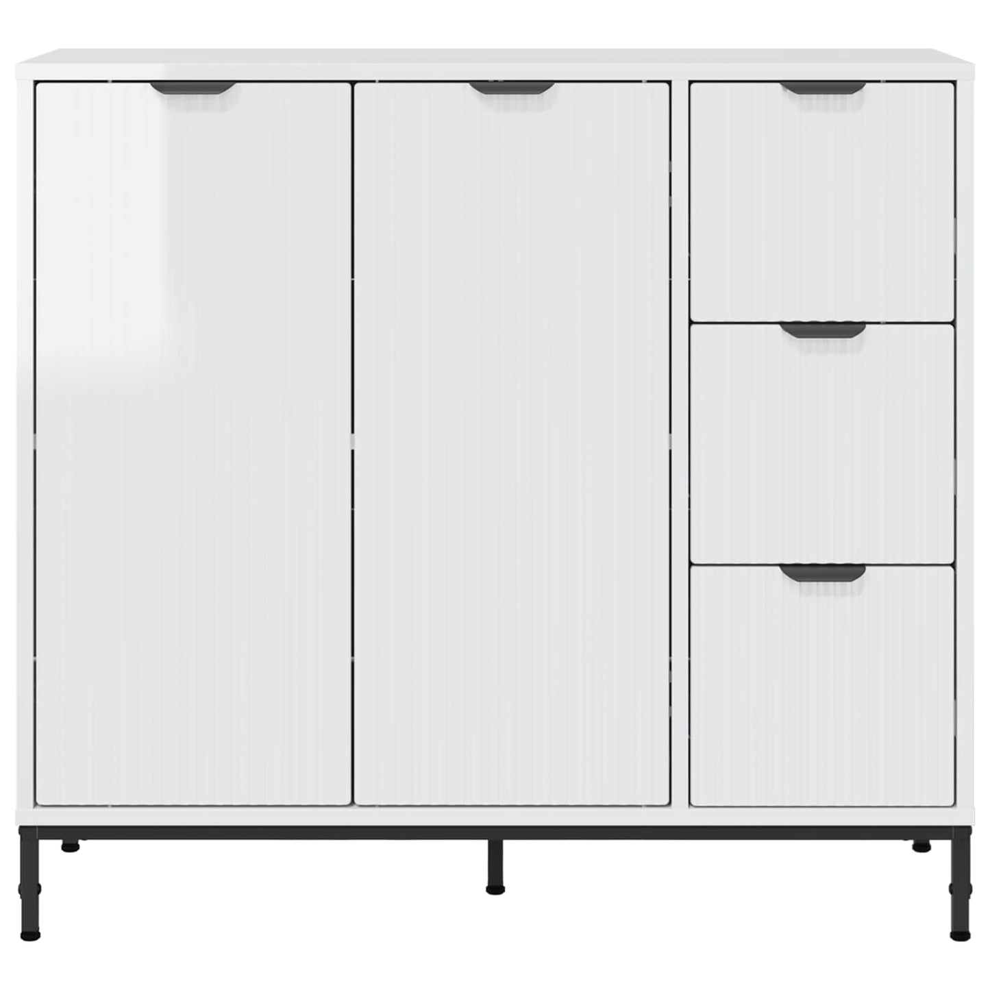 Sideboard High Gloss White 89.5 x 33 x 82 cm Engineered Wood