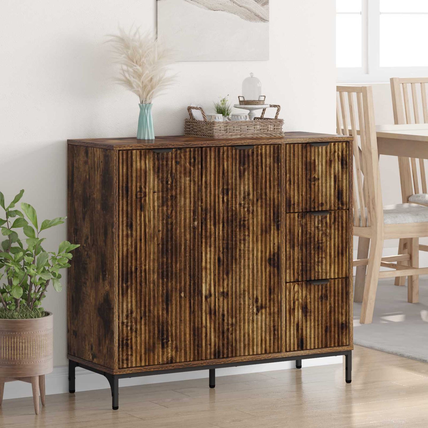 Sideboard Smoked Oak 89.5 x 33 x 82 cm Engineered Wood