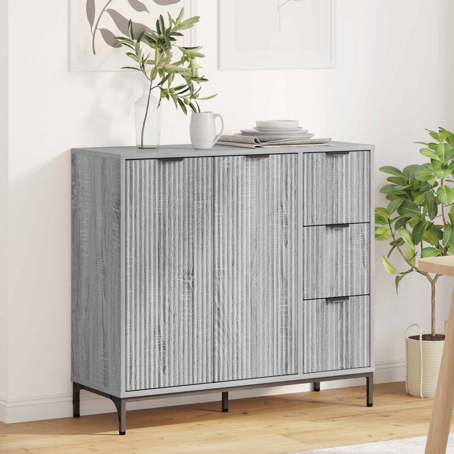 Sideboard Grey Sonoma 89.5 x 33 x 82 cm Engineered Wood