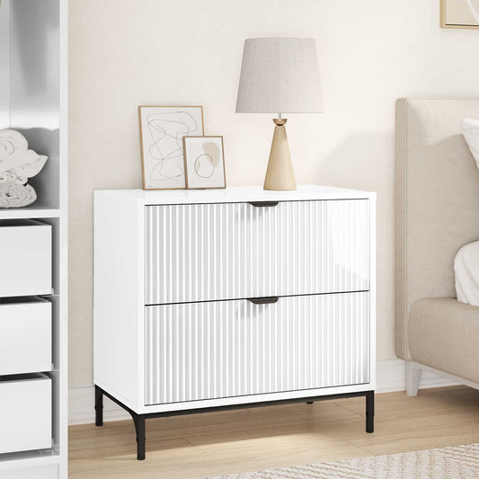 Bedside Table with Drawer High gloss white 63.5 x 36 x 61 cm