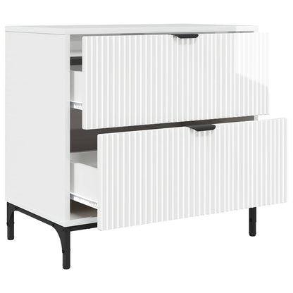 Bedside Table with Drawer High gloss white 63.5 x 36 x 61 cm