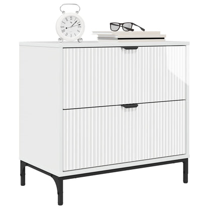 Bedside Table with Drawer High gloss white 63.5 x 36 x 61 cm