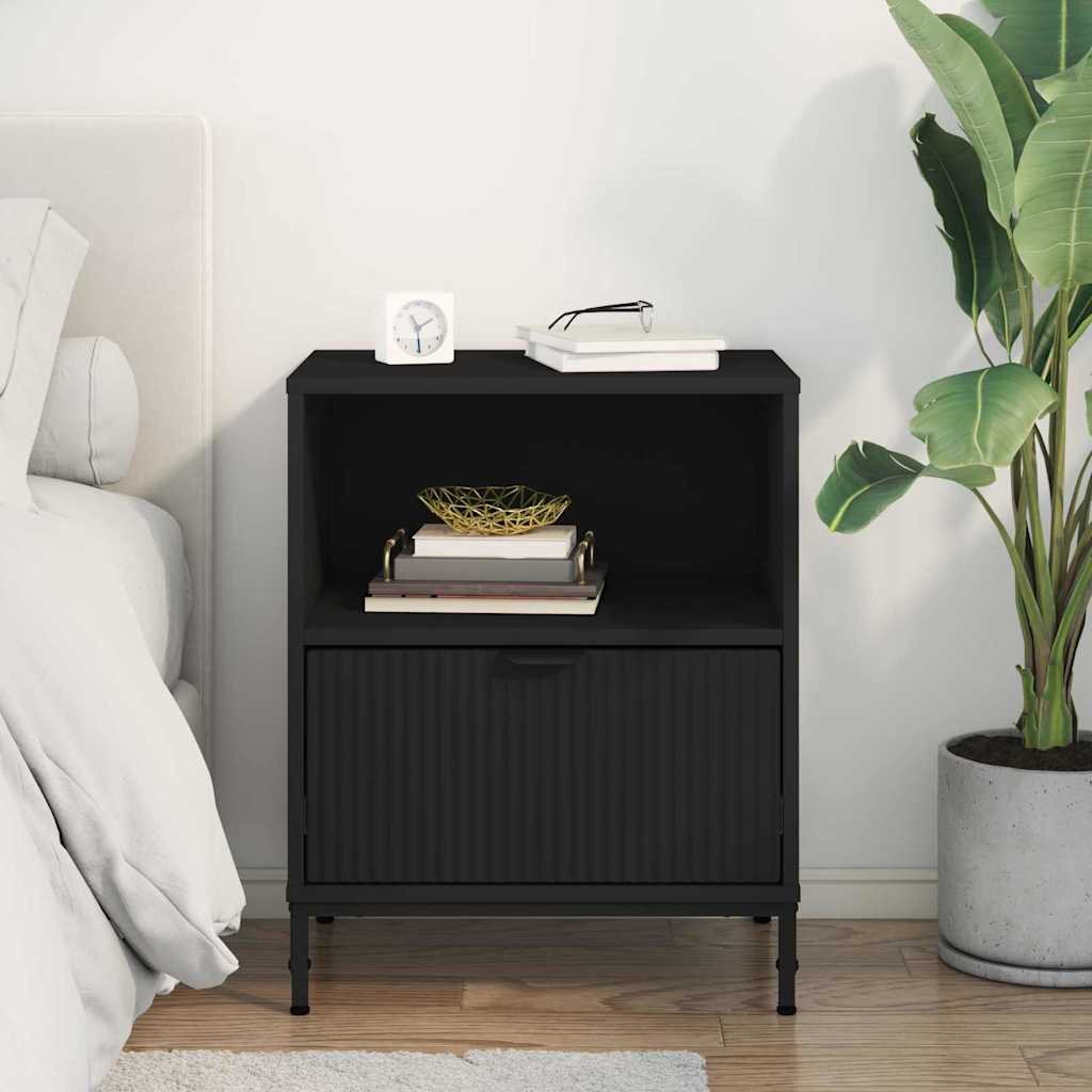 Bedside Cabinet Black 49 x 36 x 61 cm Engineered wood