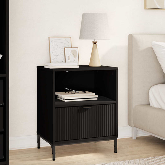 Bedside Cabinet Black 49 x 36 x 61 cm Engineered wood