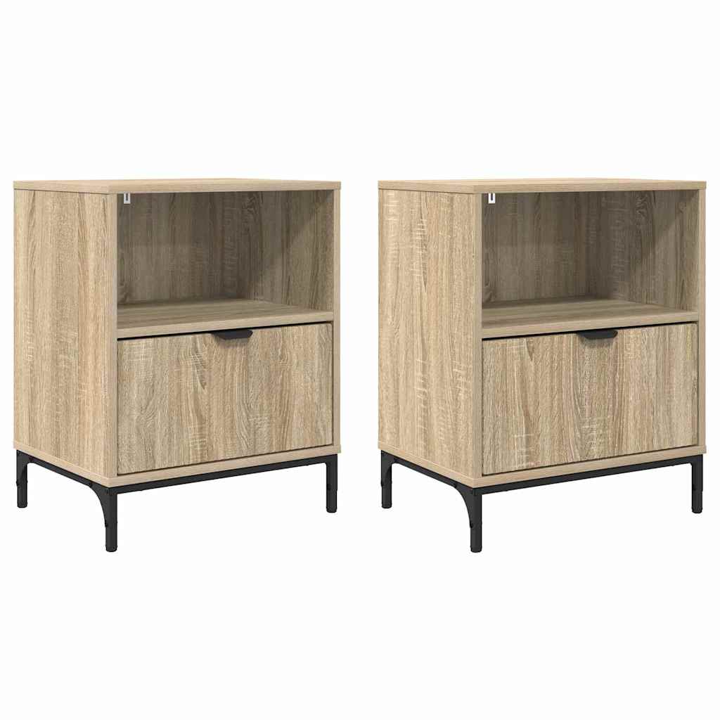 Bedside Cabinet with Drawer 2 pcs Sonoma oak 49 x 36 x 61 cm