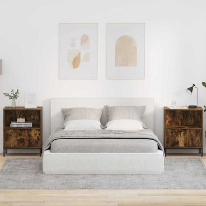 Bedside Cabinet with Drawer 2 pcs Smoked oak 49 x 36 x 61 cm