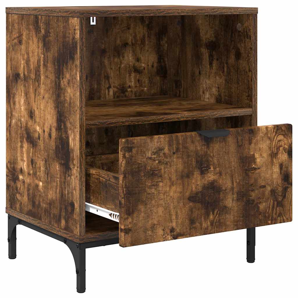 Bedside Cabinet with Drawer 2 pcs Smoked oak 49 x 36 x 61 cm
