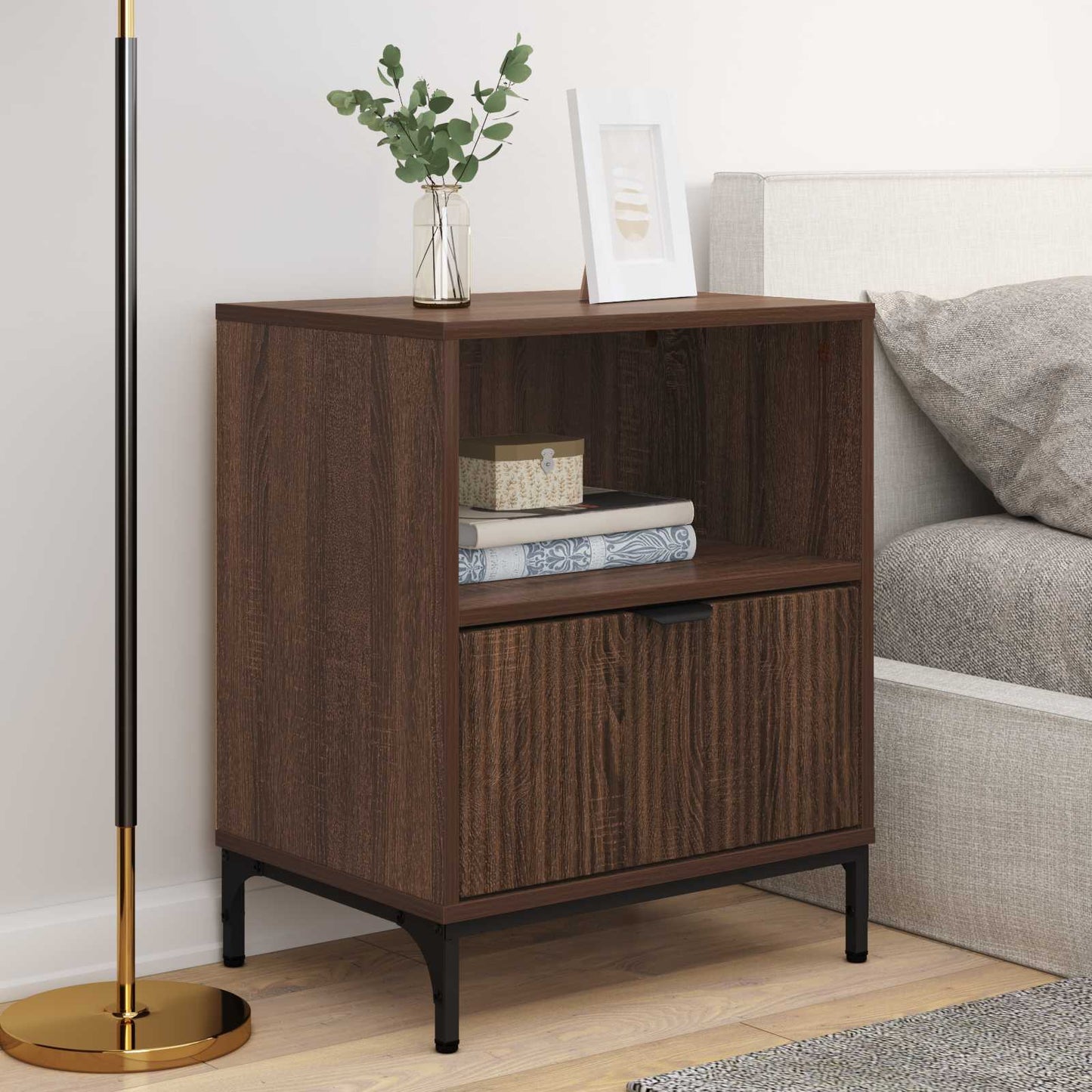Bedside Cabinet 2 pcs Brown oak 49 x 36 x 61 cm Engineered wood
