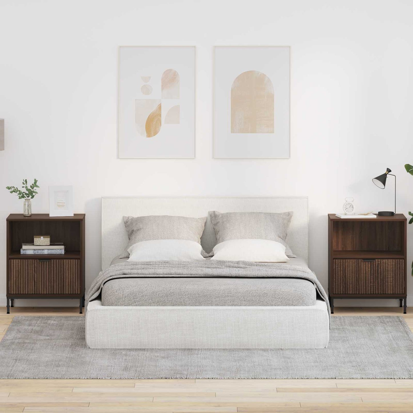 Bedside Cabinet 2 pcs Brown oak 49 x 36 x 61 cm Engineered wood