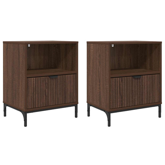 Bedside Cabinet 2 pcs Brown oak 49 x 36 x 61 cm Engineered wood