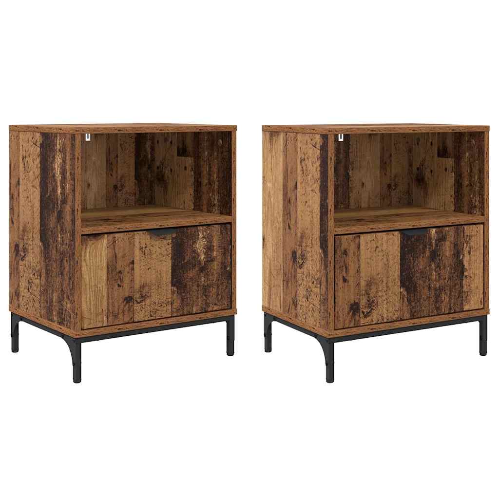 Bedside Cabinet 2 pcs Old wood 49 x 36 x 61 cm Engineered wood
