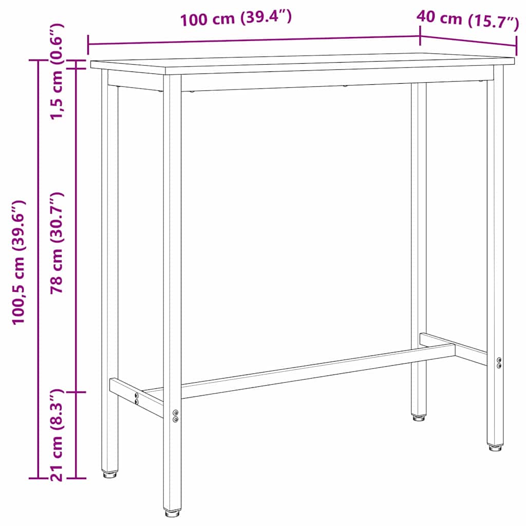 Table Grey Sonoma 100 x 40 x 100.5 cm Engineered Wood and Steel