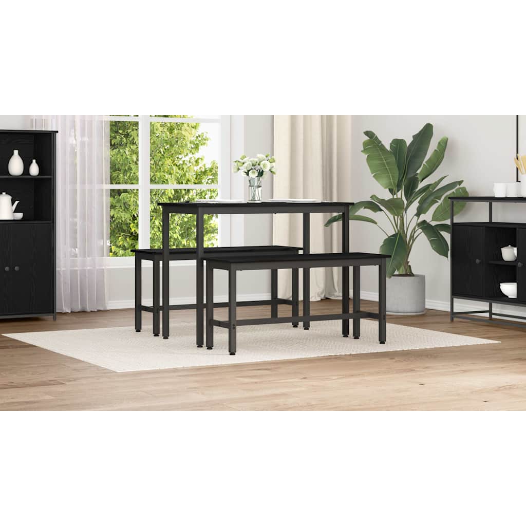 Dining Bench 2 pcs Black Oak 100 x 32.5 x 48.5 cm
