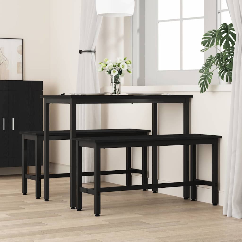 Dining Bench 2 pcs Black Oak 100 x 32.5 x 48.5 cm