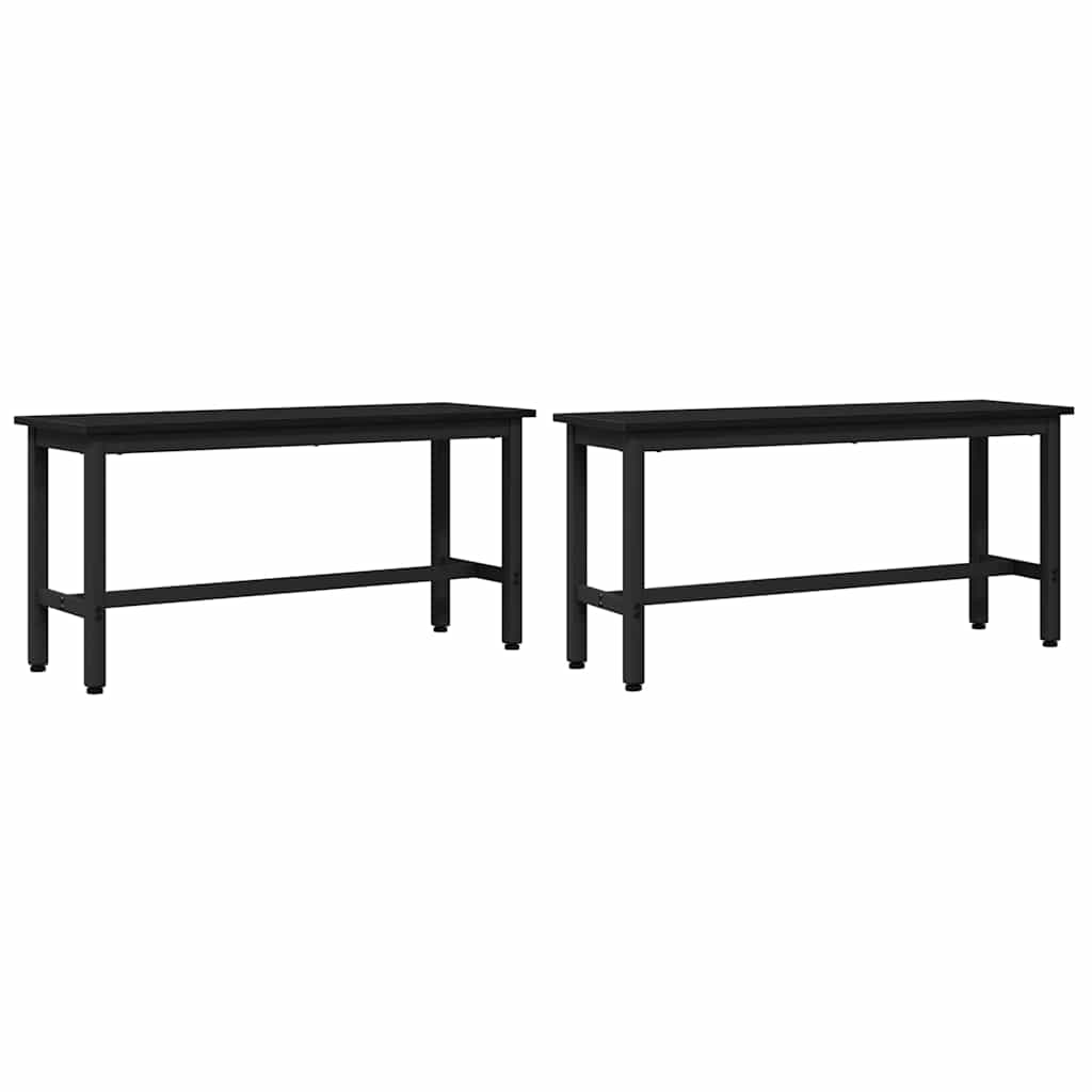 Dining Bench 2 pcs Black Oak 100 x 32.5 x 48.5 cm