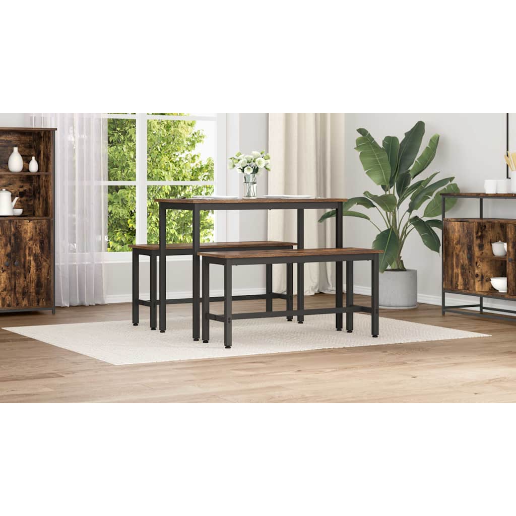Dining Bench Smoked Oak 100 x 32.5 x 48.5 cm