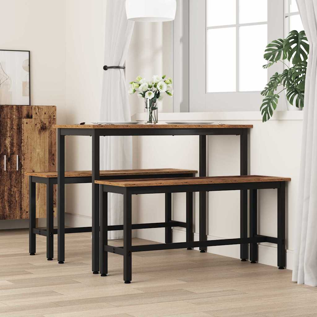 Dining Bench 2 pcs Old Wood 100 x 32.5 x 48.5 cm