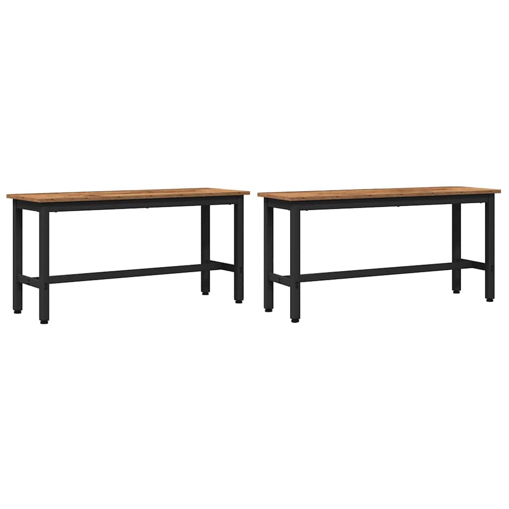 Dining Bench 2 pcs Old Wood 100 x 32.5 x 48.5 cm