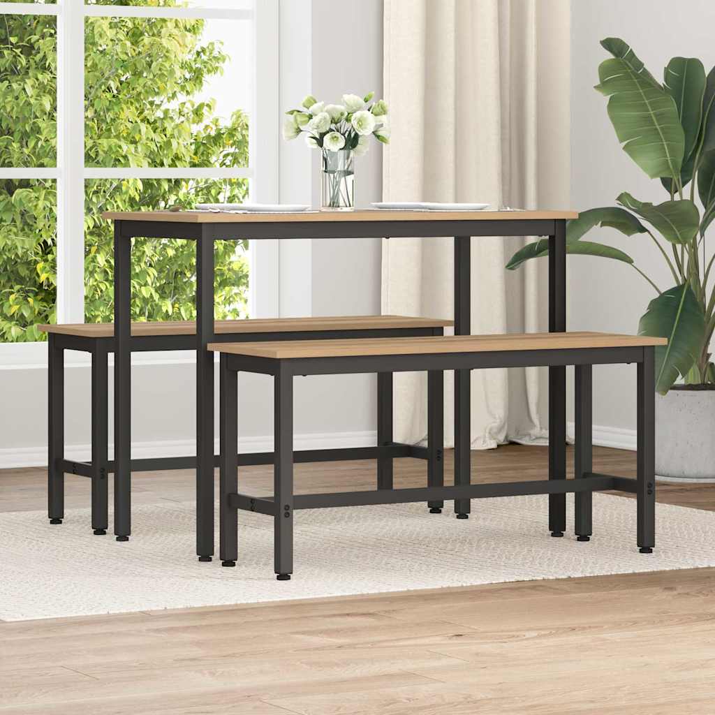 Dining Bench 100 x 32.5 x 48.5 cm Engineered Wood and Steel