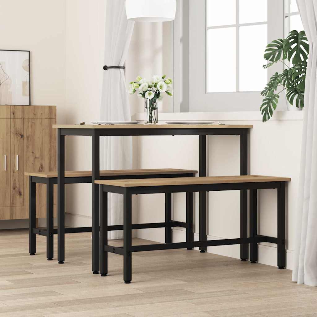 Dining Bench 100 x 32.5 x 48.5 cm Engineered Wood and Steel