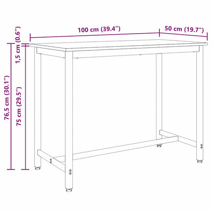 Table Black Oak 100 x 50 x 76.5 cm Engineered Wood and Steel