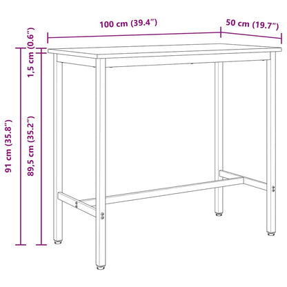 Table Natural 100 x 50 x 91 cm Engineered Wood and Steel