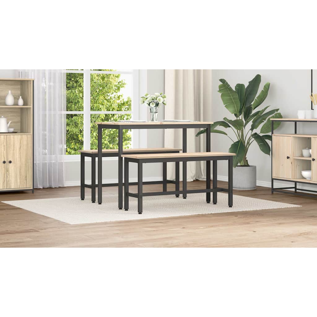 Dining Bench Natural 100 x 32.5 x 49 cm Solid pine wood