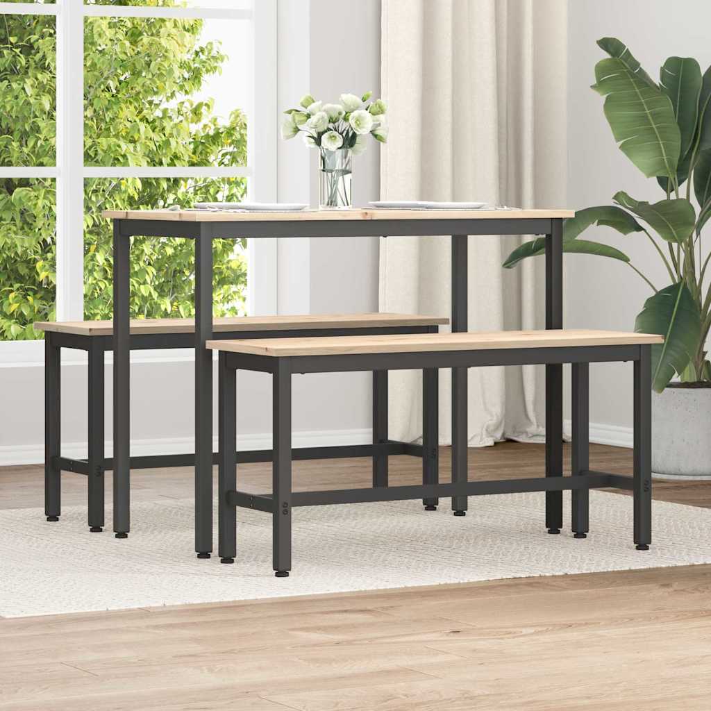 Dining Benches 2 pcs Natural 100 x 32.5 x 49 cm Solid pine wood