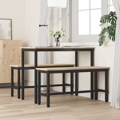 Dining Benches 2 pcs Natural 100 x 32.5 x 49 cm Solid pine wood