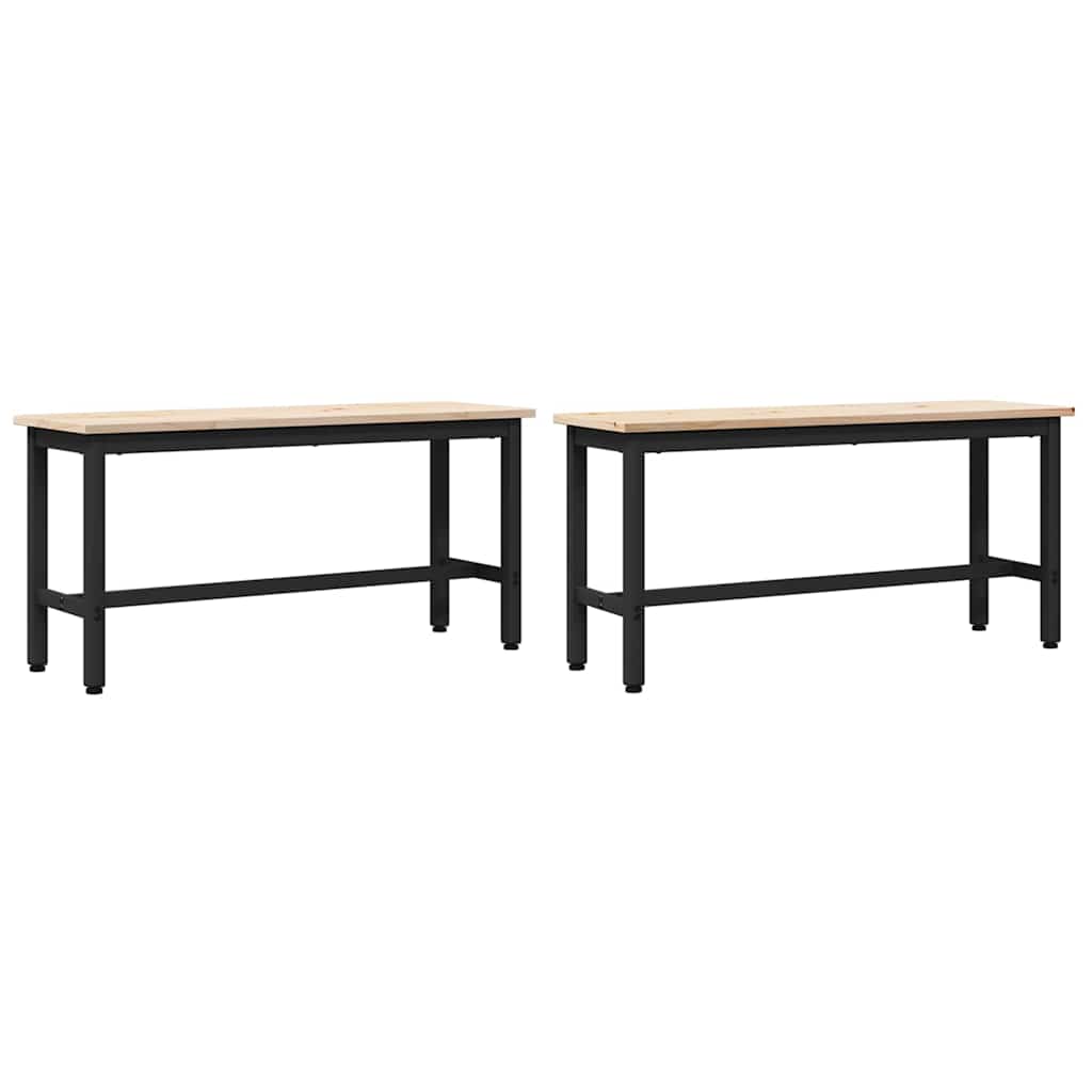 Dining Benches 2 pcs Natural 100 x 32.5 x 49 cm Solid pine wood
