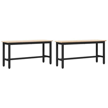 Dining Benches 2 pcs Natural 100 x 32.5 x 49 cm Solid pine wood