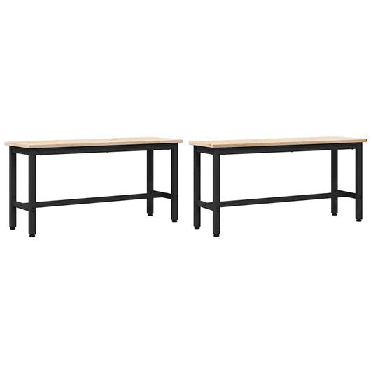 Dining Benches 2 pcs Natural 100 x 32.5 x 49 cm Solid pine wood