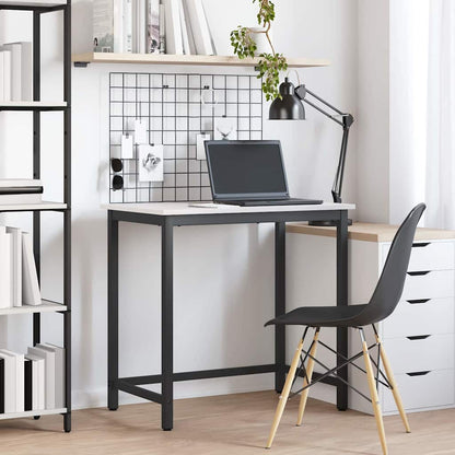 Table White 80 x 50 x 77 cm Engineered Wood and Steel